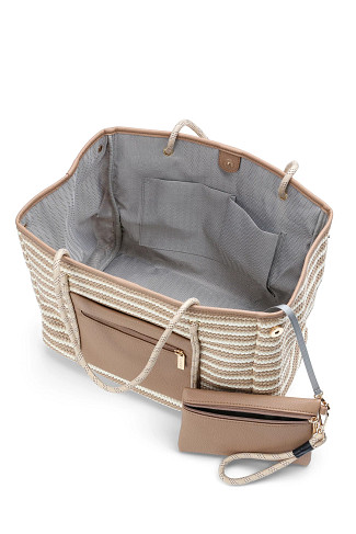 TOAST/NATURAL Greyson Capri Striped Raffia Tote