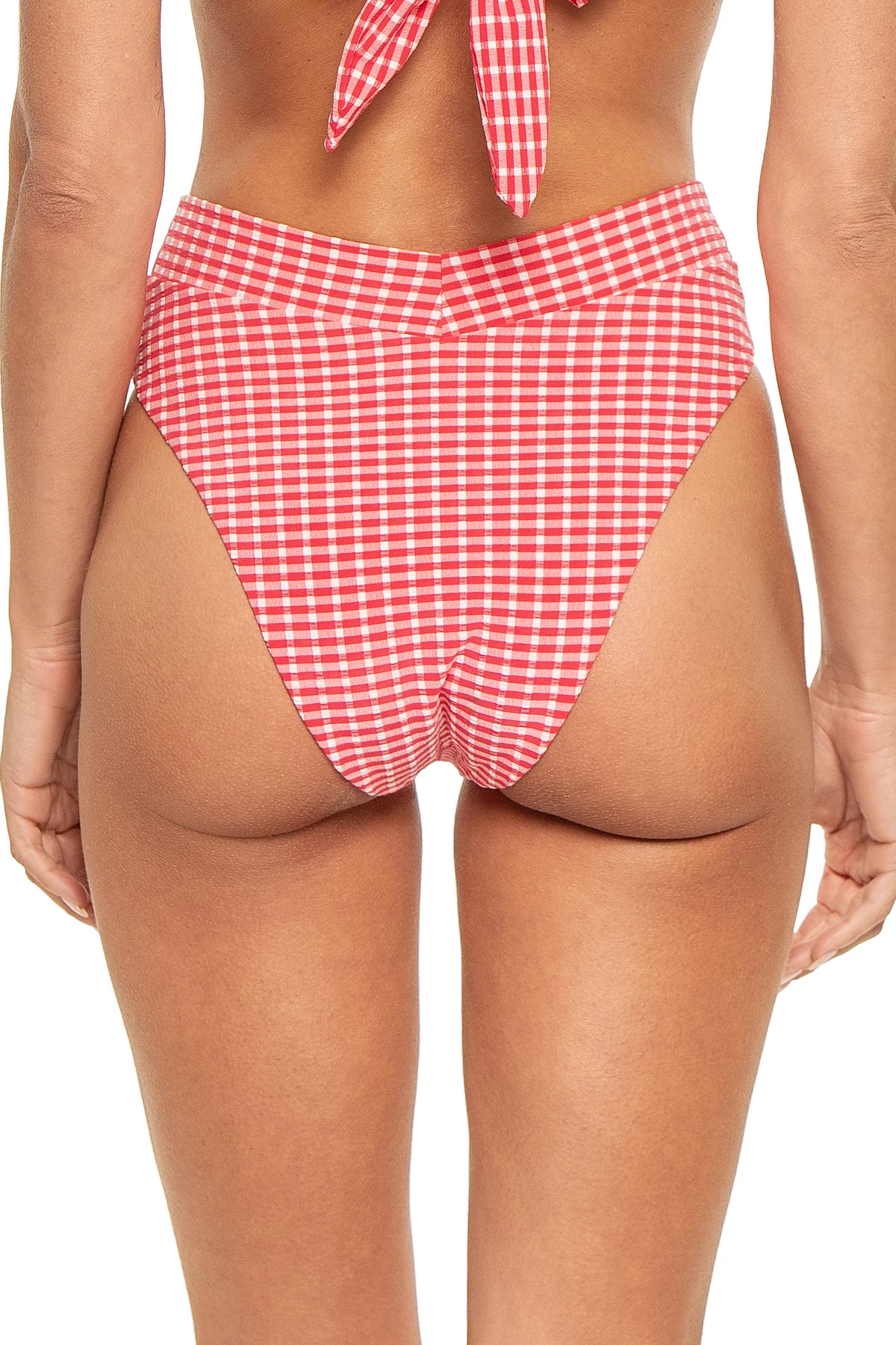 CHERRY GINGHAM Lido Gingham High Waist Bikini Bottom image number 2