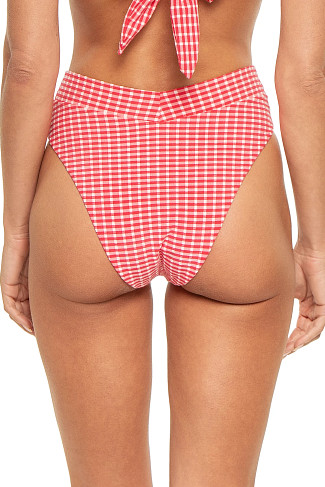 CHERRY GINGHAM Lido Gingham High Waist Bikini Bottom