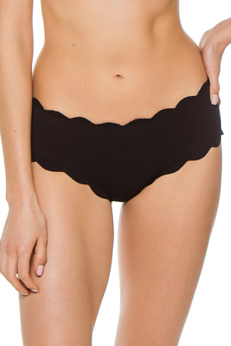 BLACK Spring Scallop Boyshort Bikini Bottom