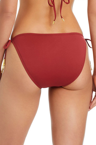BARCELONA RED Hipster Tie Side Bikini Bottom