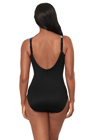 BLACK/MULTI Oceanus Draped One Piece Swimsuit