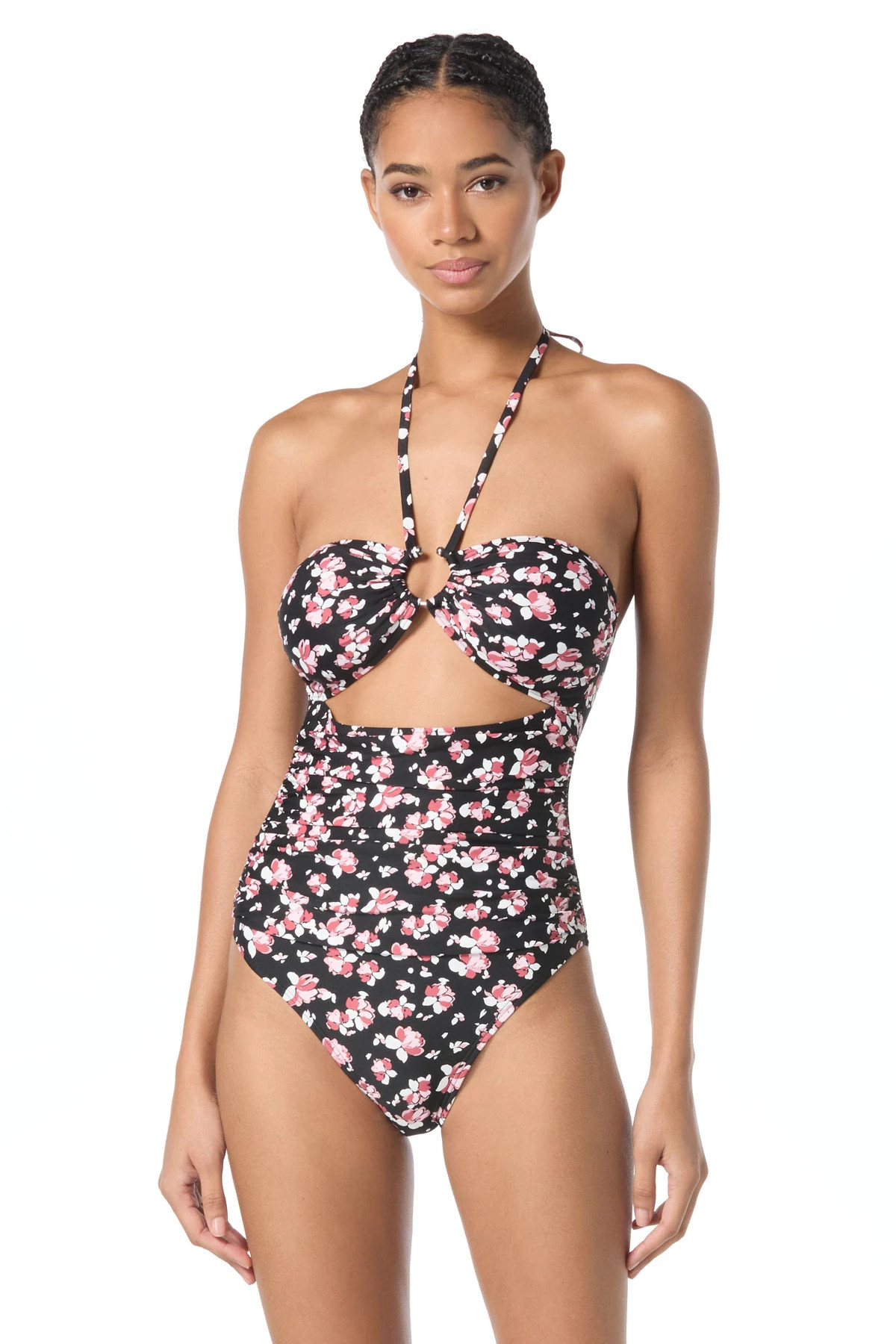 DARK DUSTY ROSE Alluring Floral One Piece Swimsuit image number 1