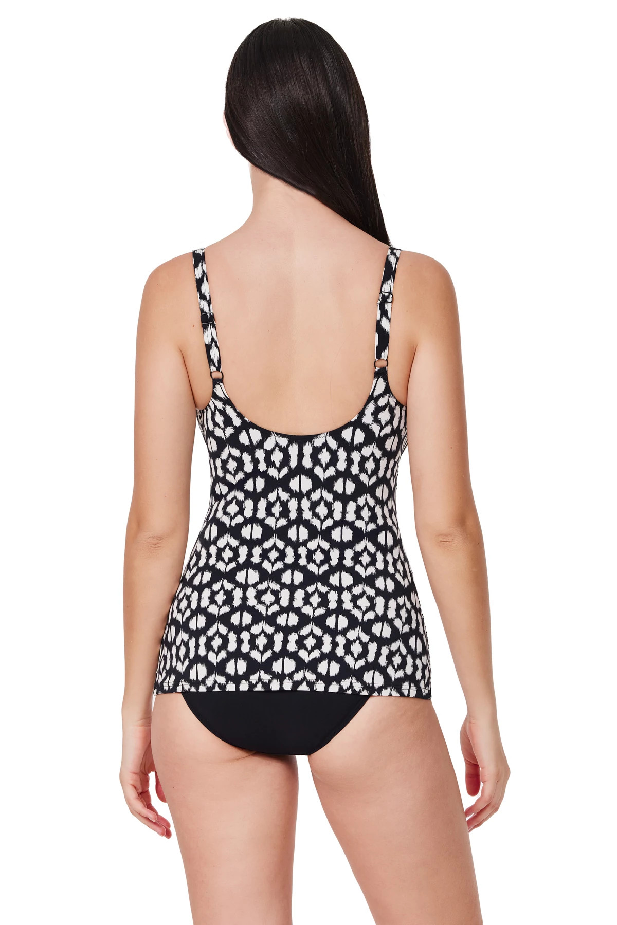BLACK/WHITE Mantra V-neck Tankini (D Cup) image number 2