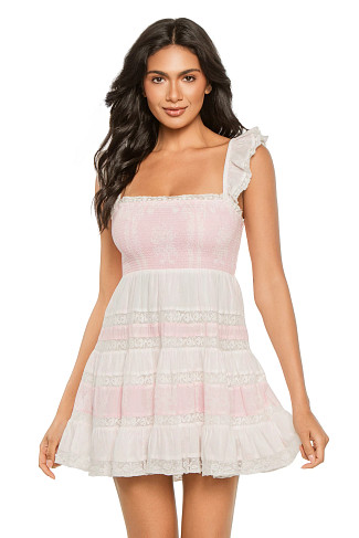 NANTUCKET HEIRLOOM Colbera Lace Trim Smocked Mini Dress