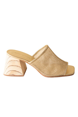 GOLD JUTE Gwen Heeled Slide