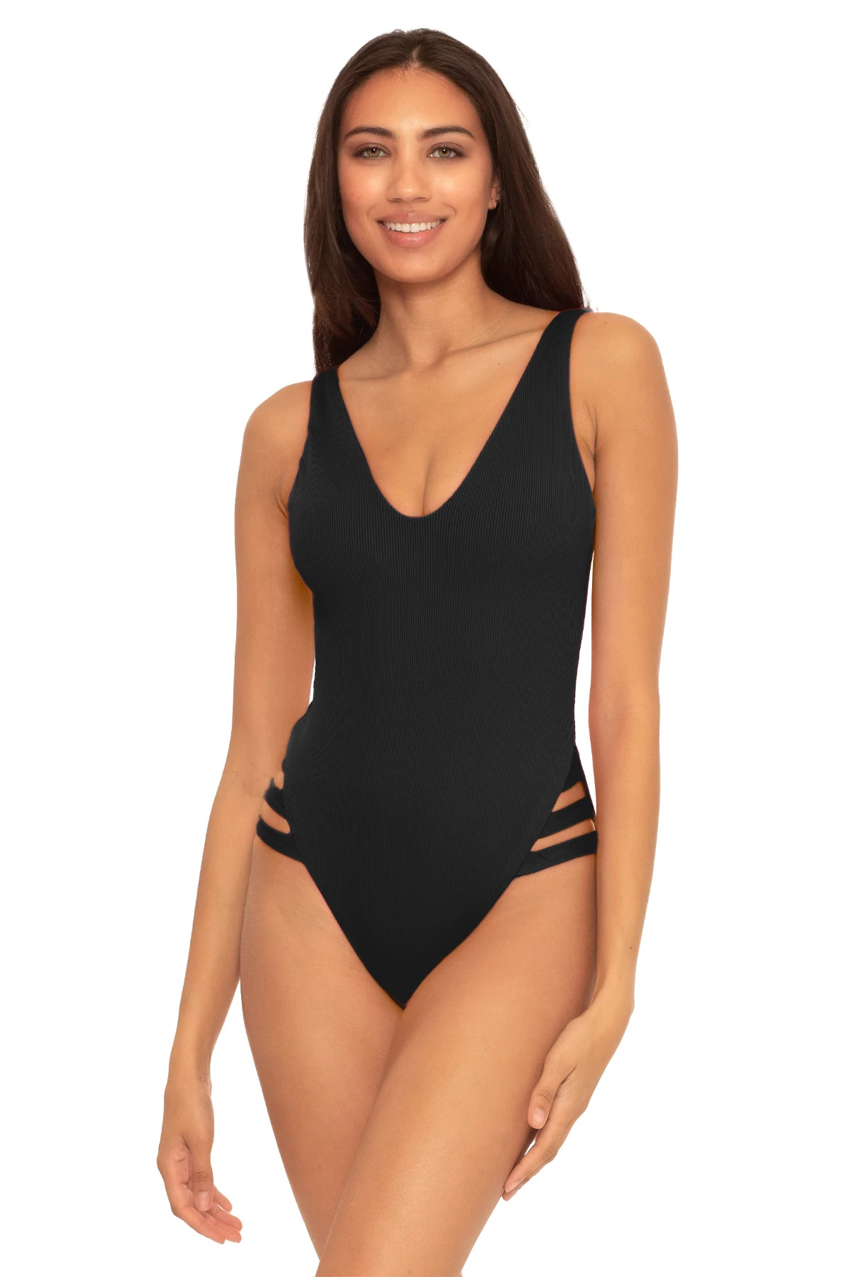 BLACK Sophie Over The Shoulder One Piece Swimsuit image number 1