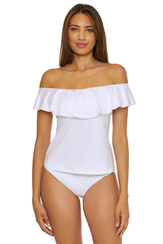 WHITE Monaco Off Shoulder Bandeau Tankini Top