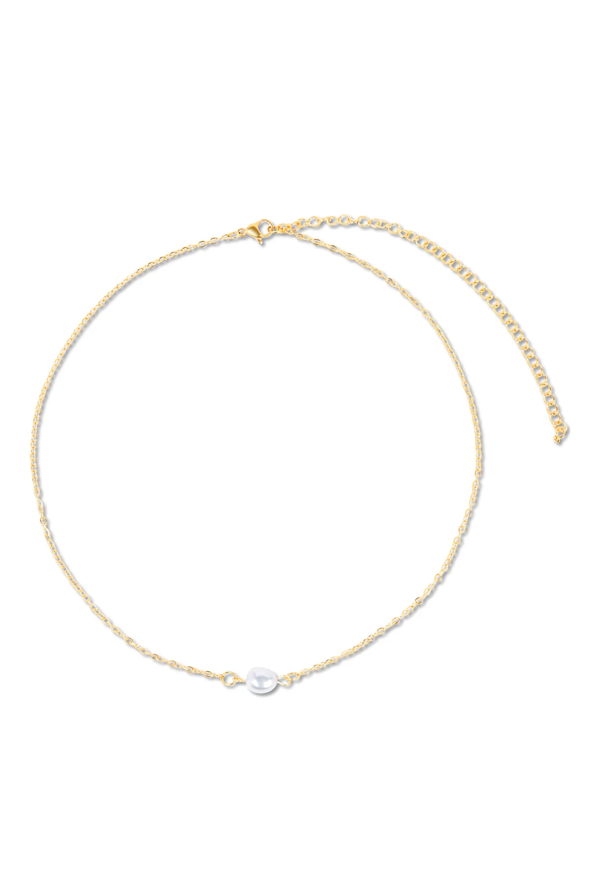 GOLD Shayla Dainty Pearl Choker Necklace image number 1