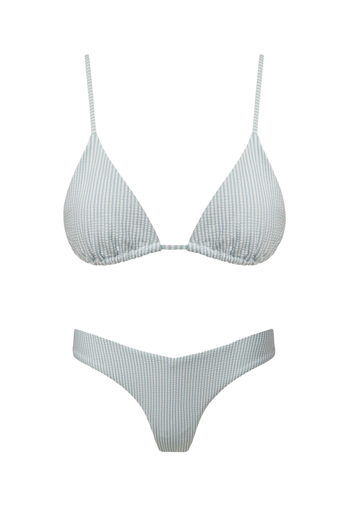 PALE BLUE/ WHITE Alexa Sliding Triangle Bikini Top image number 3