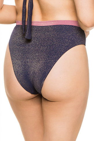 NAVY SHIMMER Jackie Shimmer High Waist Bikini Bottom