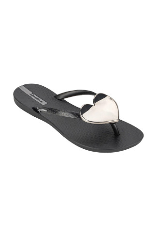 BLACK Bold Heart Flip Flops