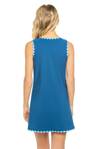 MINERAL BLUE/PALE BLUE Lia Contrast Trim Mini Dress
