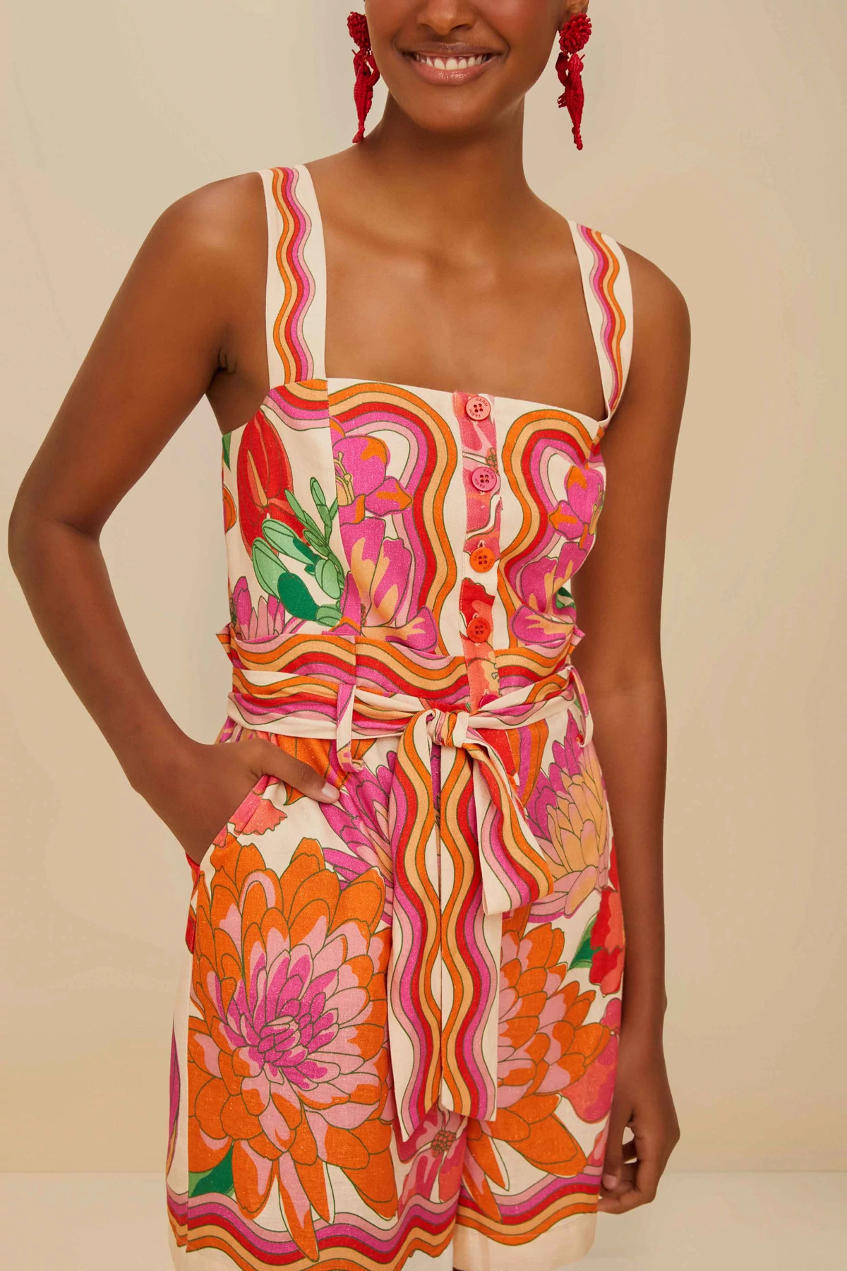 SPRING AFFAIR BEIGE Spring Affair Short Romper image number 3