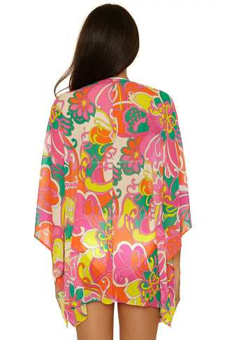 MULTI Elara Floral Print Mesh Kimono