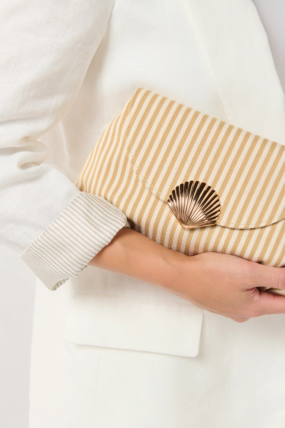 BEIGE Kaia Striped Crossbody Clutch image number 4