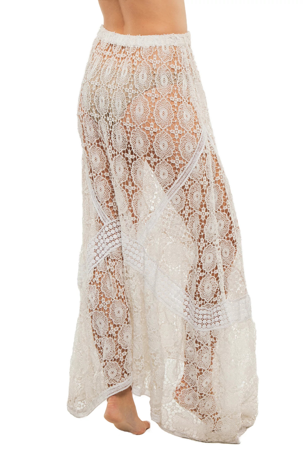 WHITE PRINTED LACE Dalia Lace Maxi Skirt image number 2