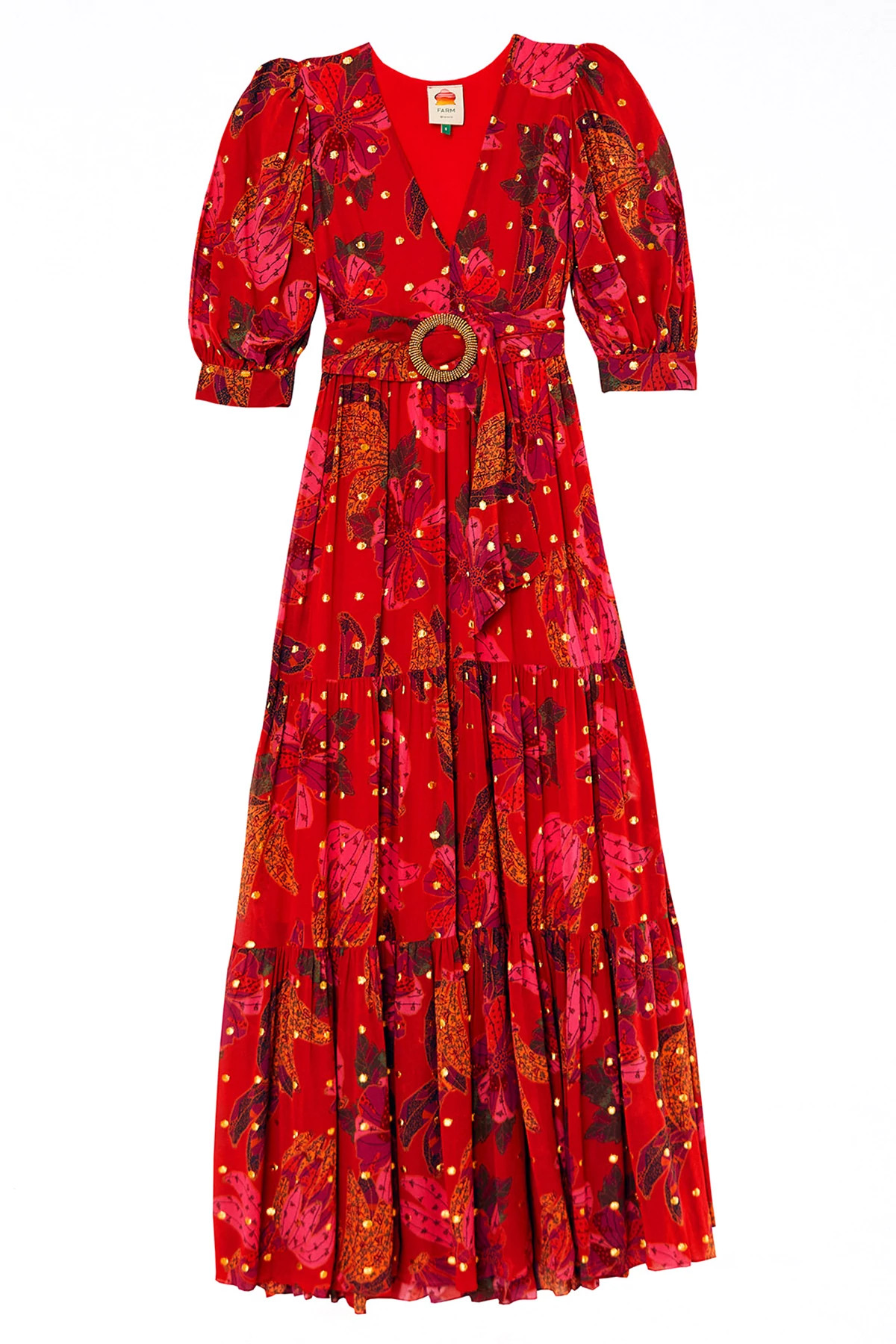 RED Banana Flowers Maxi Dress image number 4