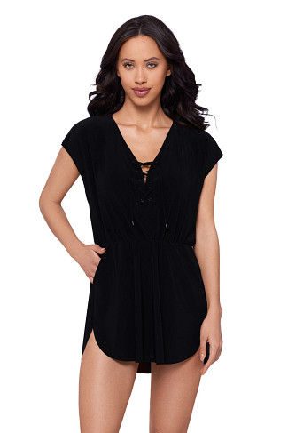 BLACK Lace Up Cover Dress