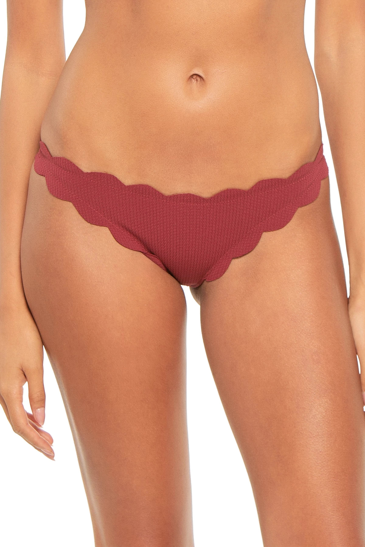 PORT Low-Rise Scalloped Brazilian Bikini Bottom image number 1