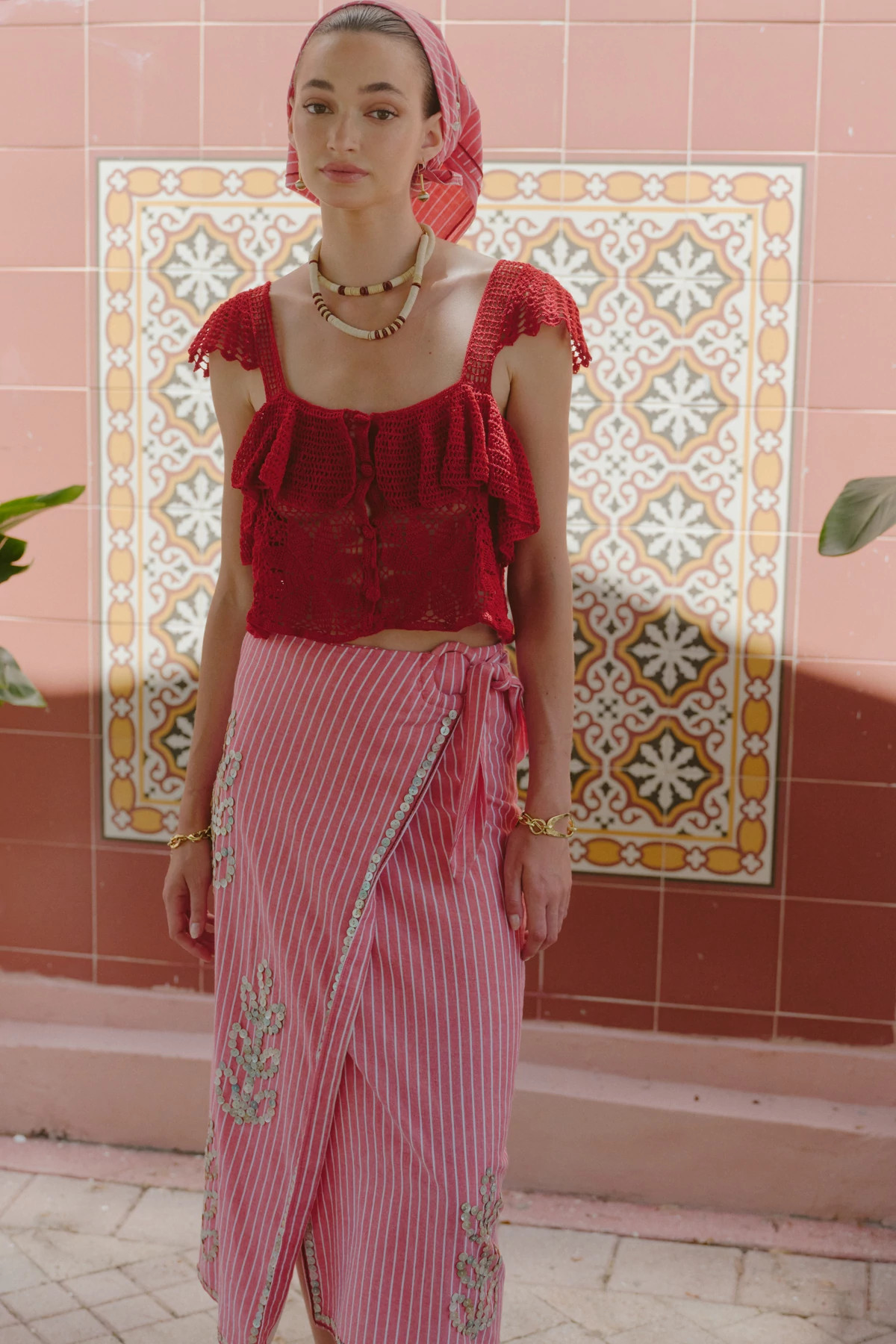 RED STRIPE Loren Midi Skirt image number 3