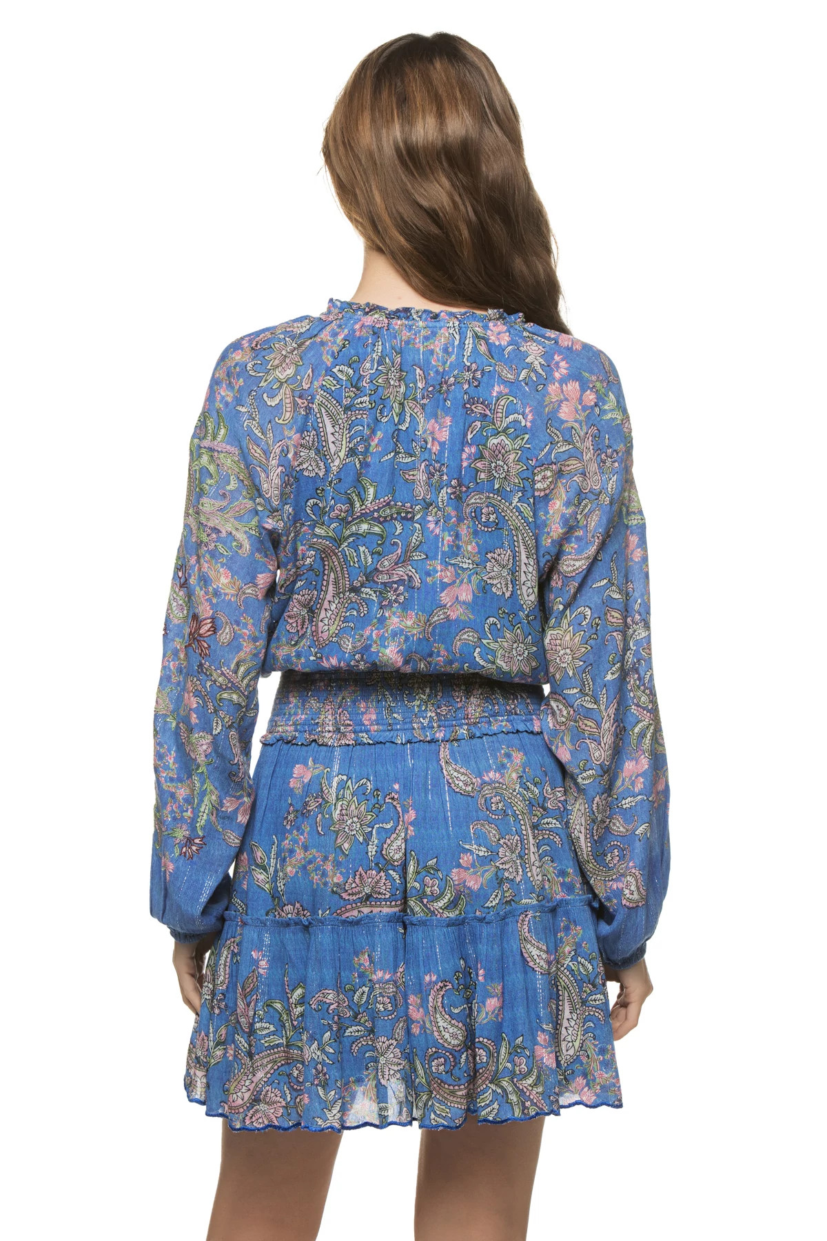 COBALT BLUE Puff Sleeve Mini Dress image number 2