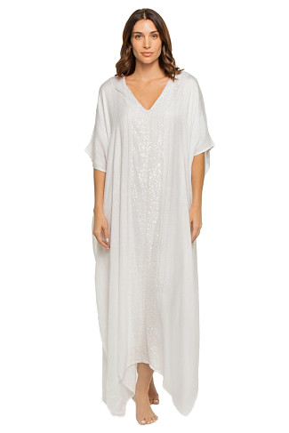 WHITE/TRANSPARENT Sequin Maxi Caftan