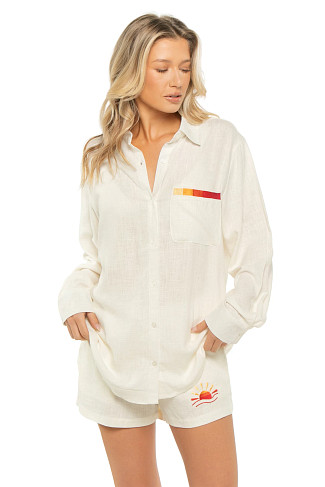 WHITE Embroidered Shirt Dress Cover Up