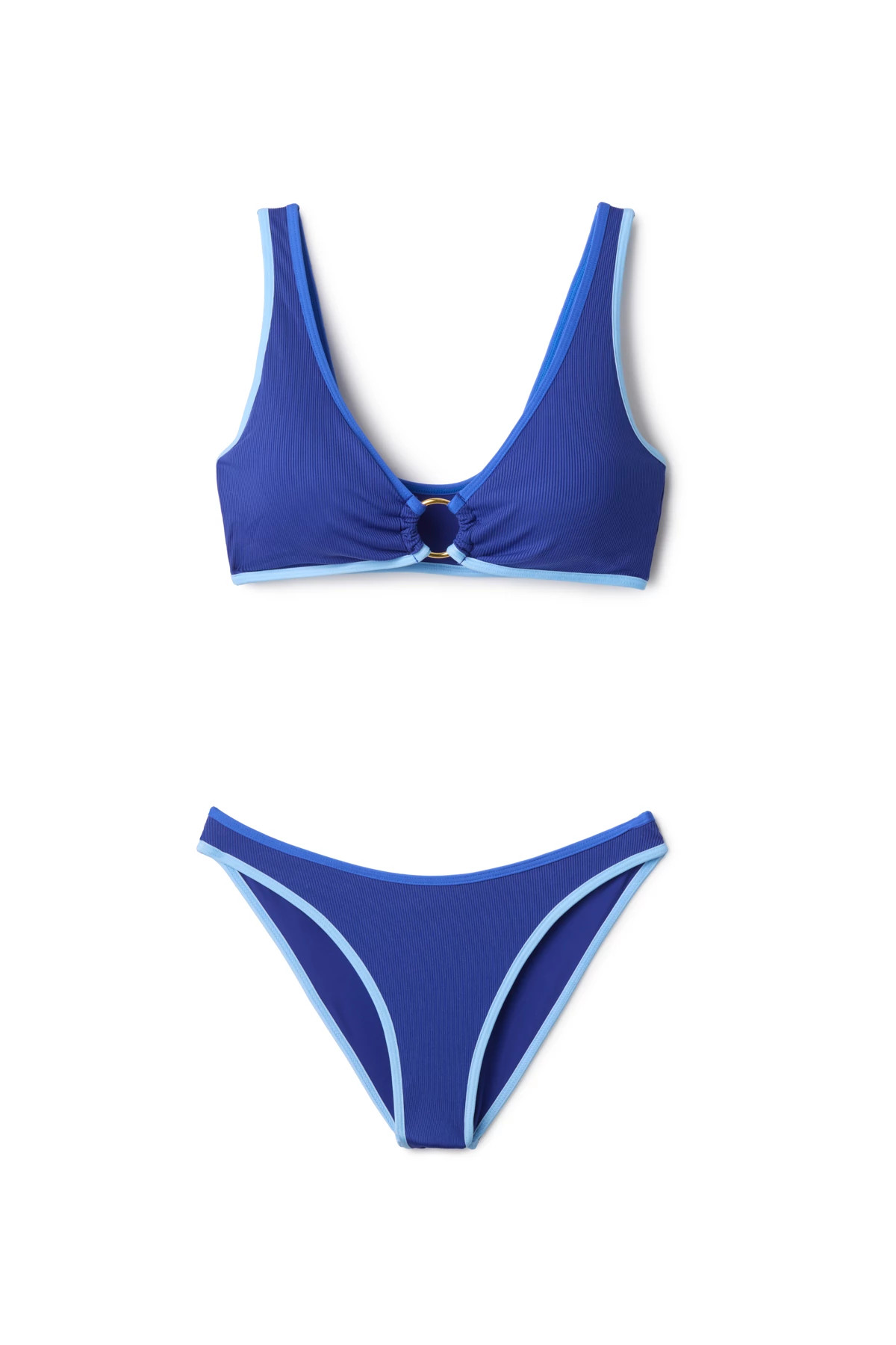 TIDAL BLUE Palermo Ribbed Brazilian Bikini Bottom image number 3