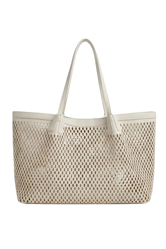 IVORY Perforated Vegan Leather Tote
