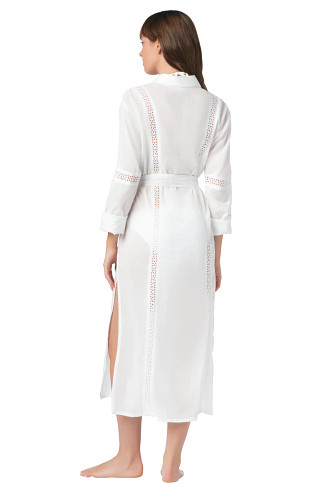 WHITE Eyelet Trim Long Cover Shirt Dress