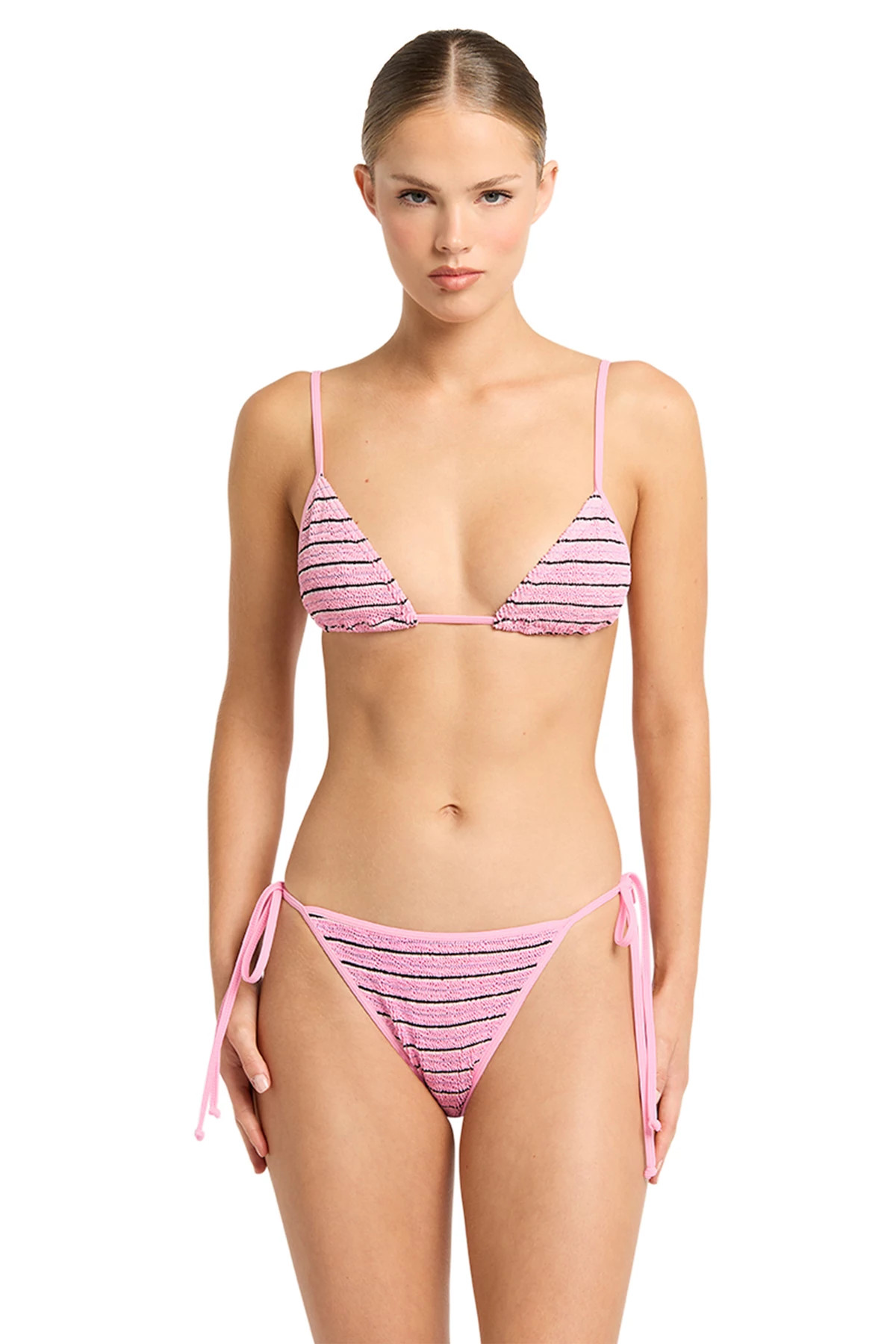 PASTEL PINK STRIPE Luana Triangle Bikini Top image number 1