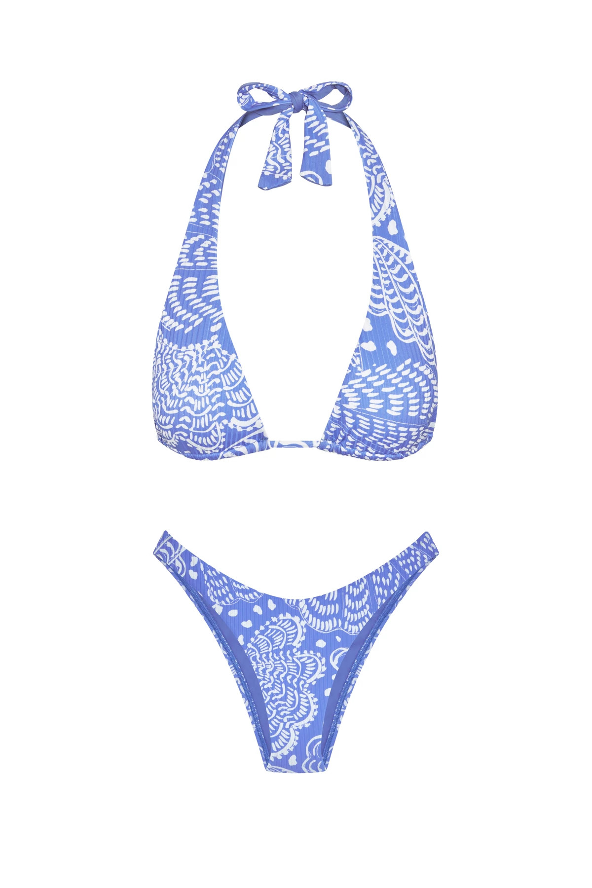 BLUE Cali Ribbed Brazilian Bikini Bottom image number 3