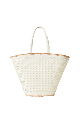 IVORY/NATURAL Ellie Leather Tote