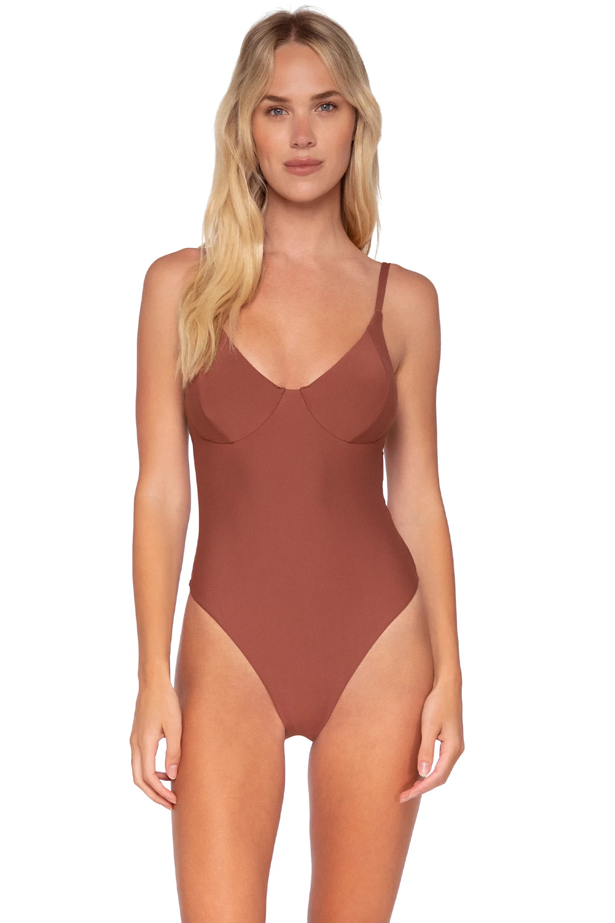 CANYON CLAY Over The Shoulder One Piece Swimsuit image number 1