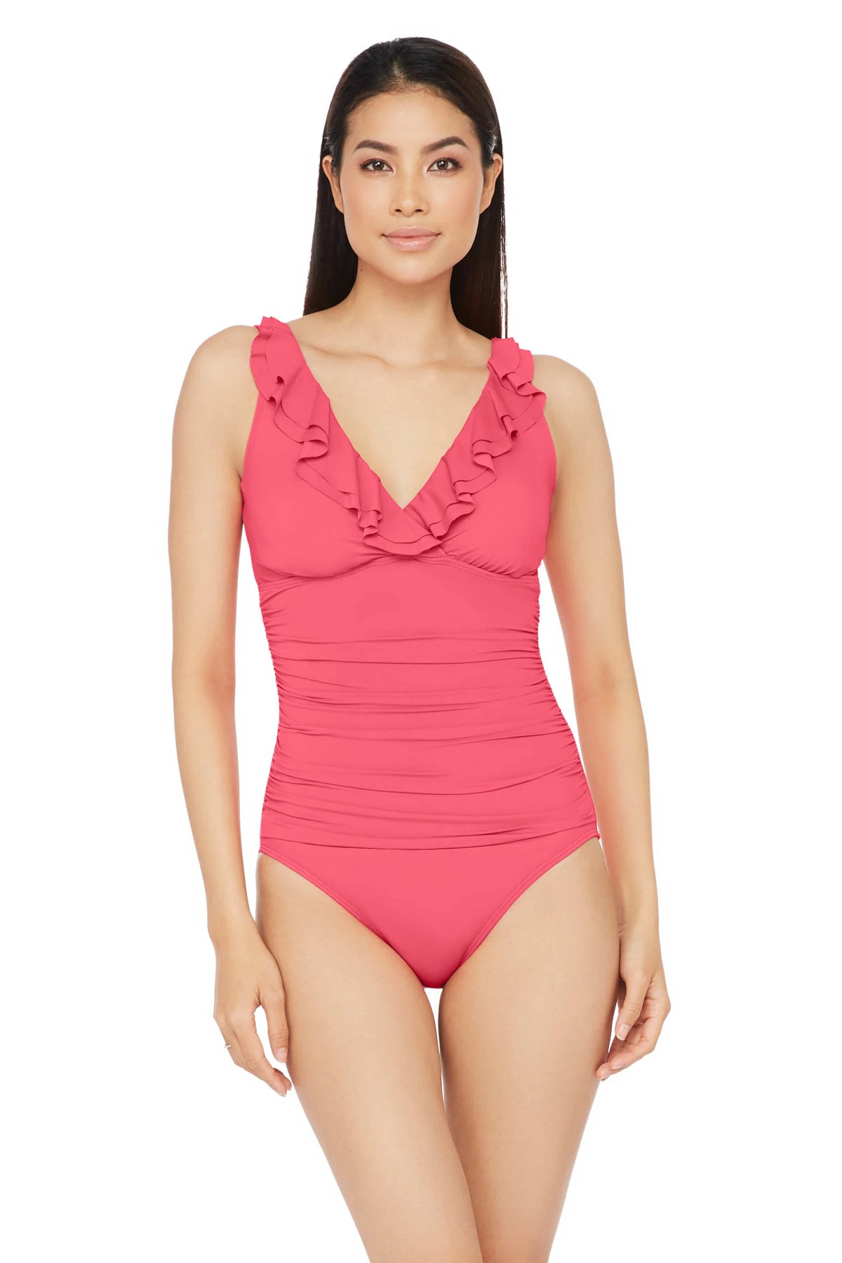 BLOSSOM Ruffled Over the Shoulder One Piece Swimsuit image number 1