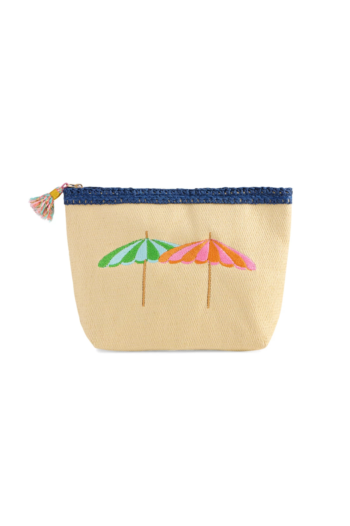 NATURAL Capri Embroidered Umbrella Zip Pouch image number 1