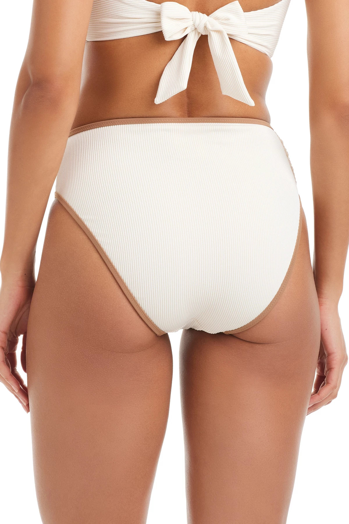 WHITE SAND Crochet Inset High Waist Bikini Bottom image number 2