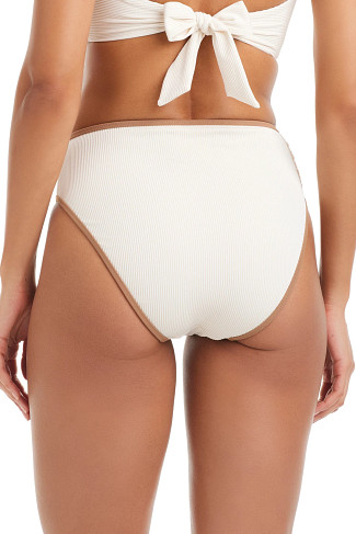 WHITE SAND Crochet Inset High Waist Bikini Bottom