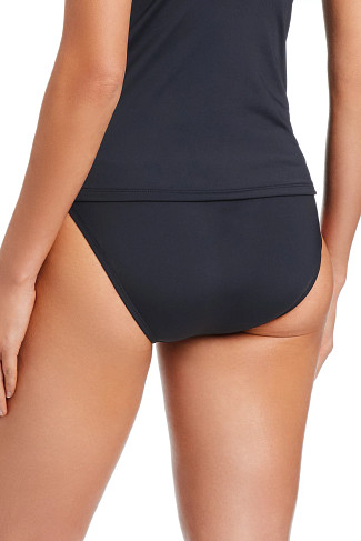 BLACK/WHITE Embroidered Banded Bikini Bottom