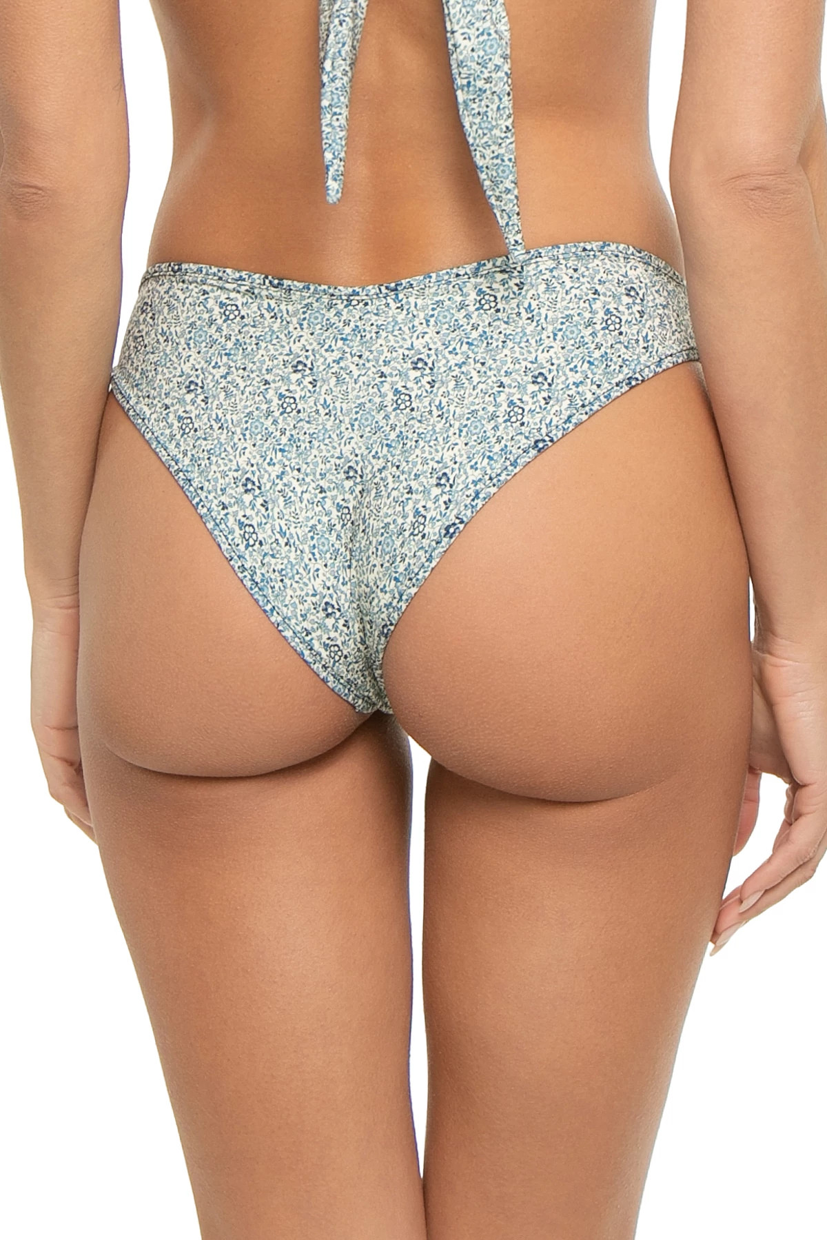 BLUE PETITE FLEUR Lulu Floral Brazilian Bikini Bottom image number 2