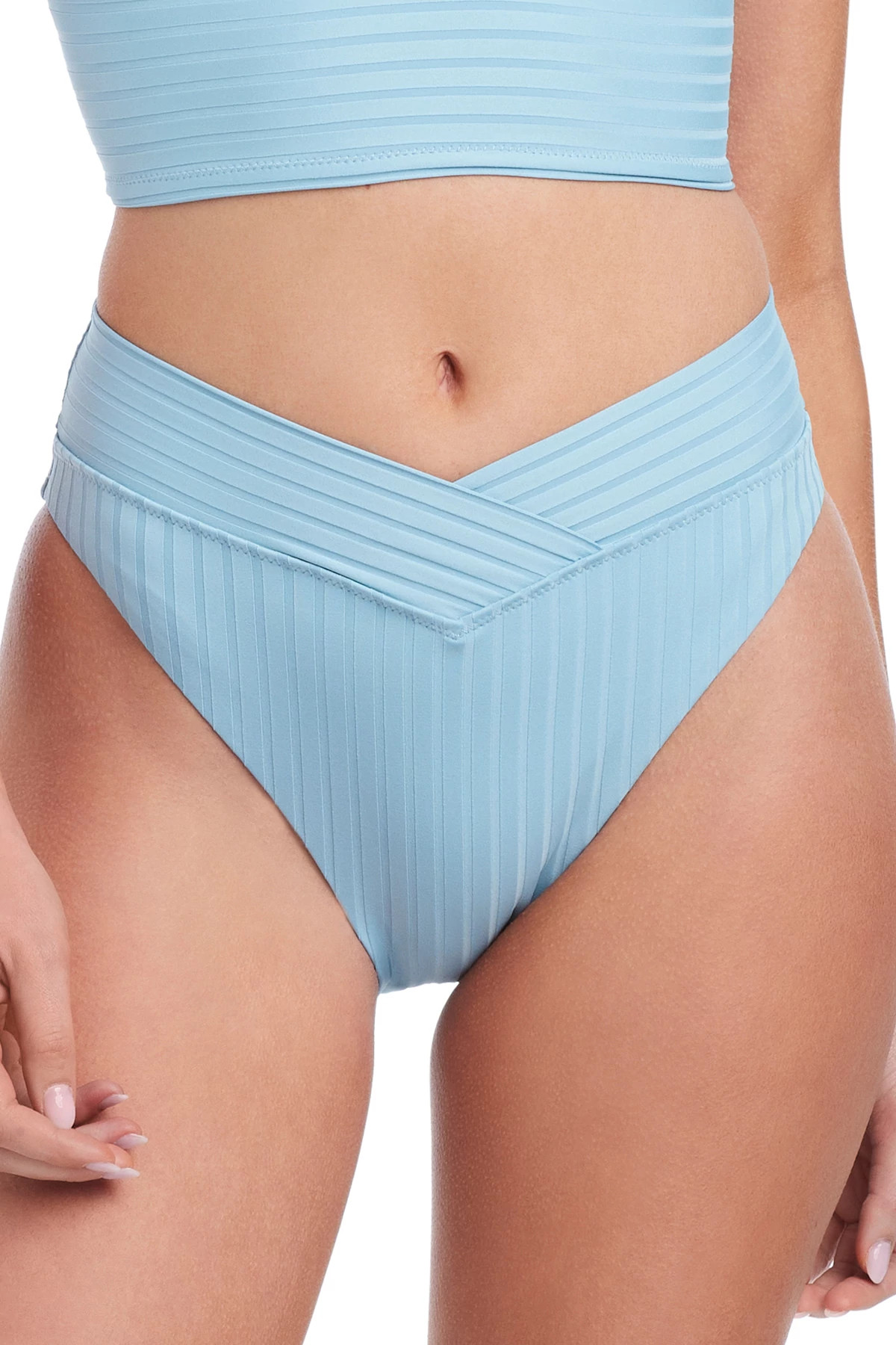 BLUE CHATEAU Ribbed High Waist V-Front Bikini Bottom image number 1