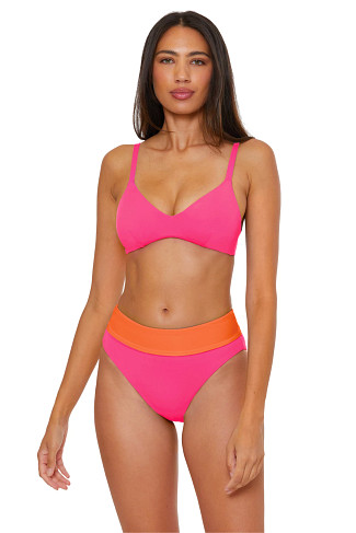 PUNCH/CORAL ROSE Audrey Reversible Bralette Bikini Top