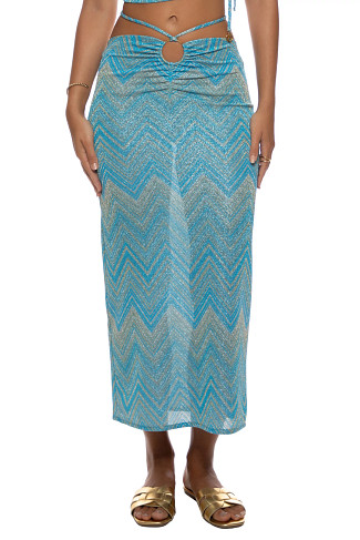 MULTI BLUE Tidal Shimmer Midi Cover Skirt