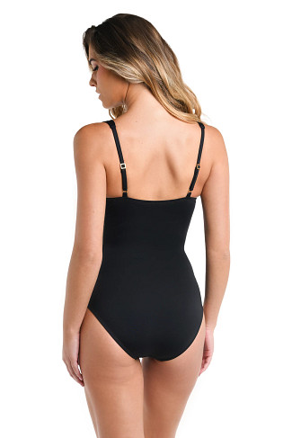 BLACK Shirred One Piece Swimsuit