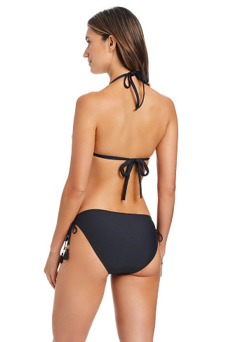 BLACK/WHITE Embroidered Trim Triangle Bikini Top