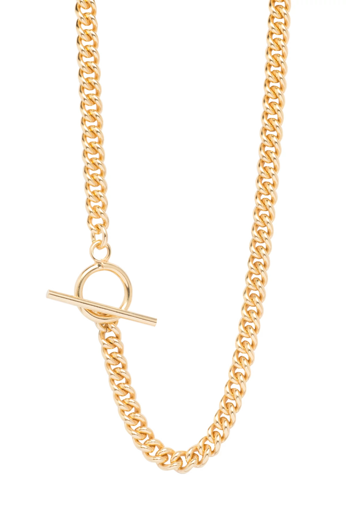 GOLD T-Bar Curb Link Necklace image number 2