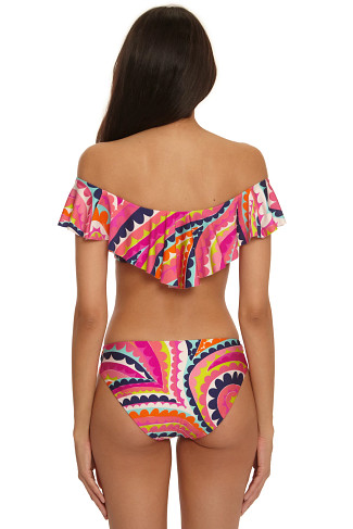 MULTI Swirl Off Shoulder Ruffle Bikini Top