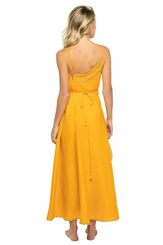 YELLOW Bananas Wrap Front Midi Dress