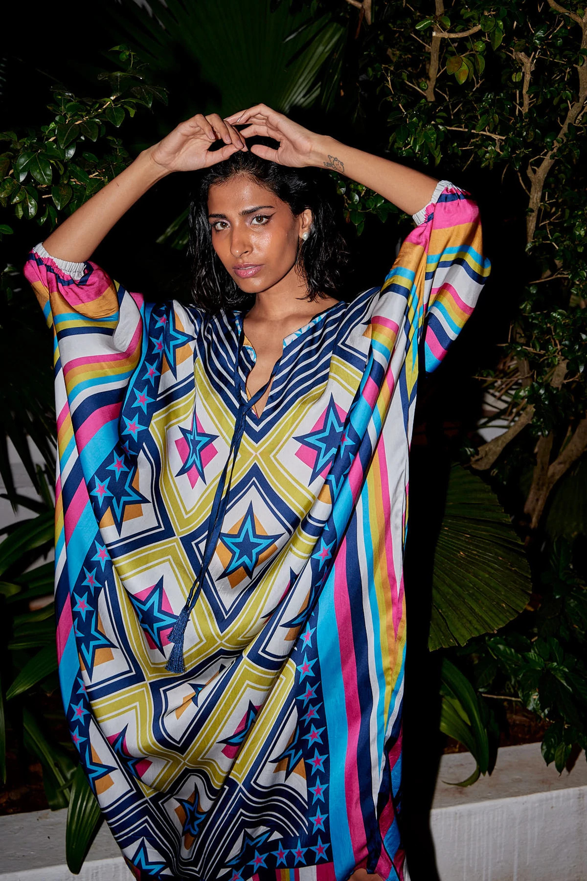 RETRO POP STARS AND STRIPE PANEL Star Vintage Caftan image number 6